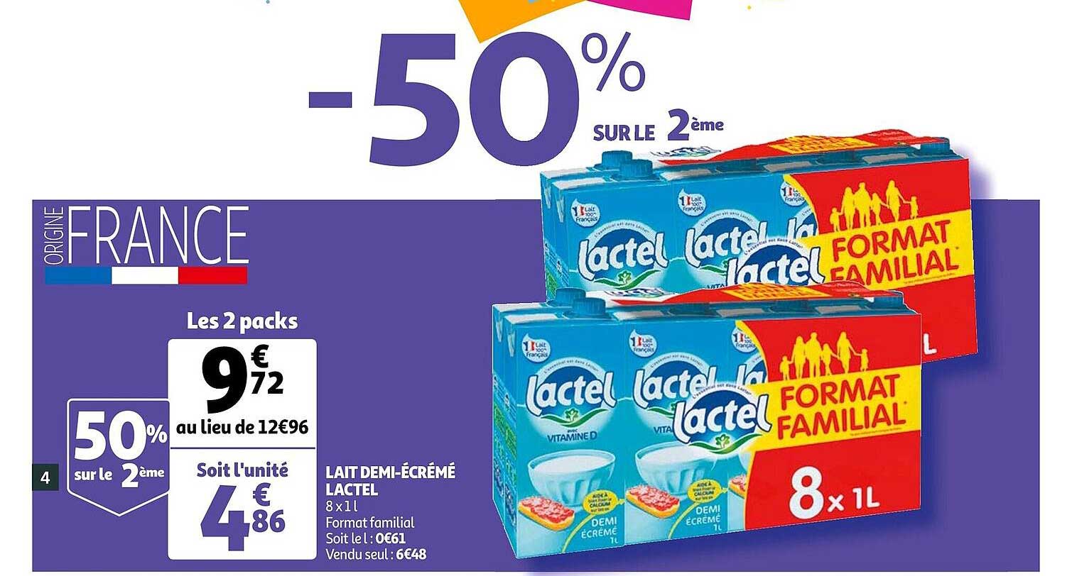 lait demi-écrémé lactel