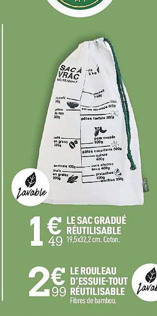 le sac gradué réutilisable, le rouleau d'essuie-tout réutilisable