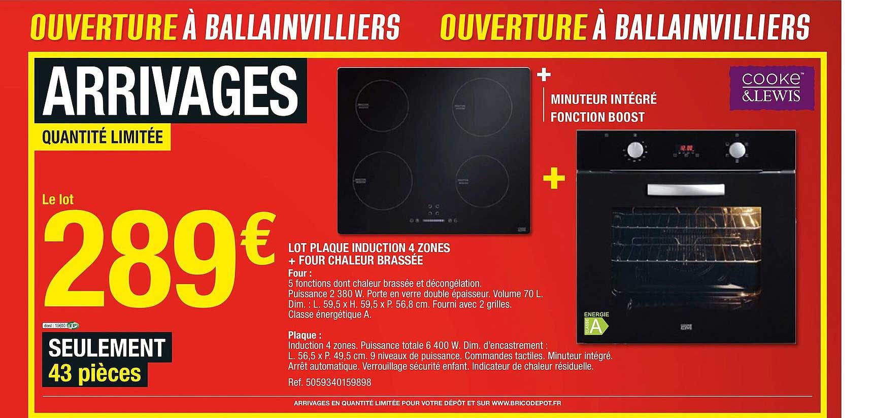 lot plaque induction 4 zones + four chaleur brassée