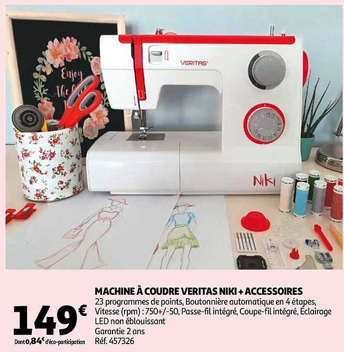 machine à coudre veritas nicki + accessoires