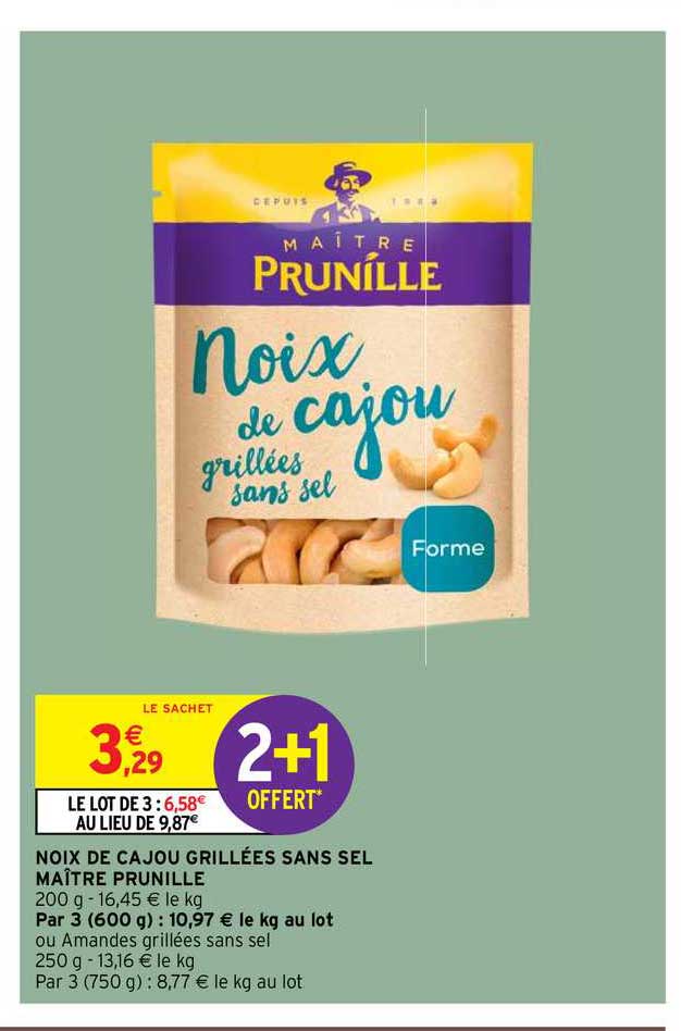 noix de cajou grillées sans sel maître prunille