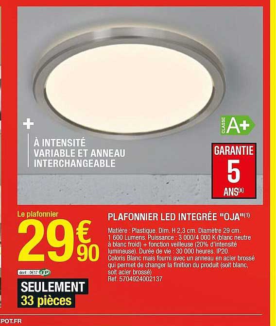 plafonnier led intégrée "oja"