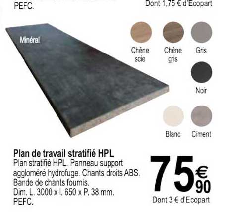 plan de travail stratifié hpl