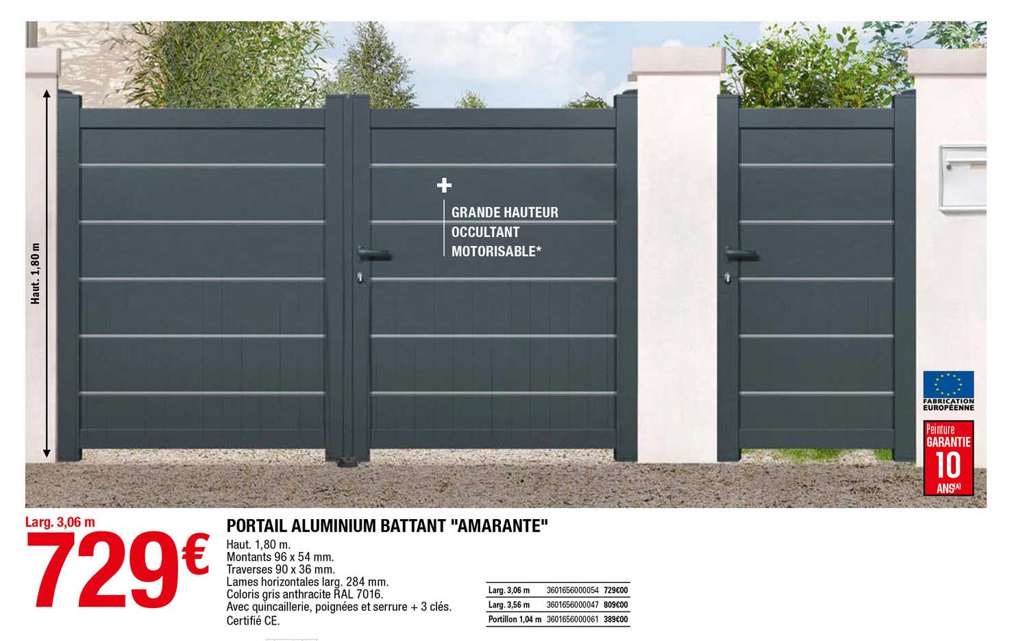 Portail Aluminium Battant "mamarante"