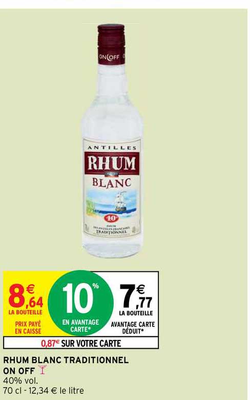 rhum blanc traditionnel on off
