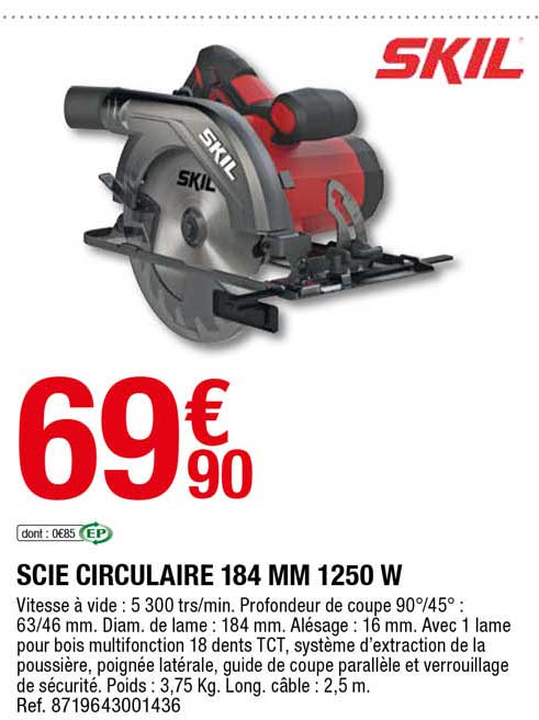 Scie Circulaire 184 Mm 1250 W Skil
