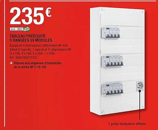 tableau prééquipé 3 rangées 39 modules