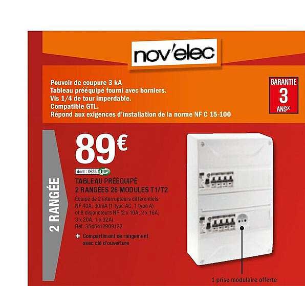 tableau rééquipé 2 rangées de modules