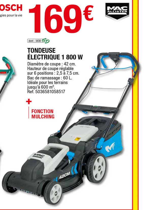 tondeuse électrique 1800 w mac allister