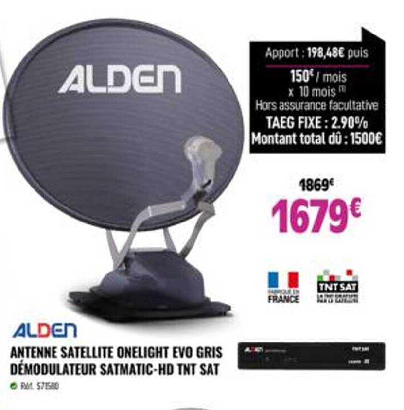 antenne satellite onelight evo gris démodulateur satmatic-hd tnt sat alden