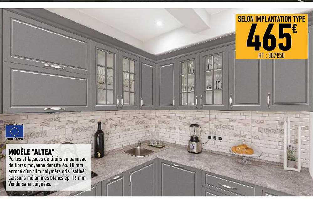 portes et façades de tiroirs en panneau de fibres moyenne densité modèle "altea"