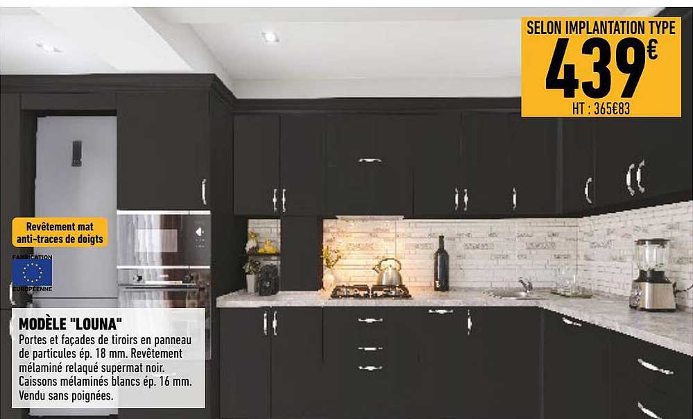 portes et façades de tiroirs en panneau de particules modèle "louna"