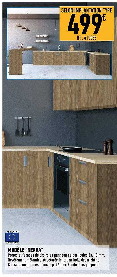 portes et façades de tiroirs en panneau de particules modèle "nerva"