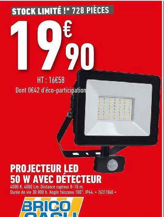 projecteur led 50w avec détecteur brico cash