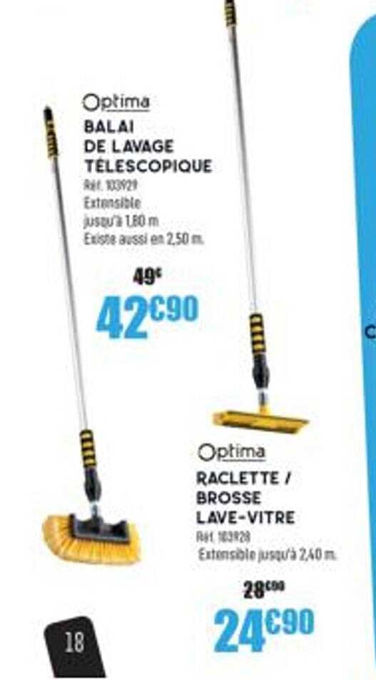 Balai De Lavage Télescopique Optima, Raclette - Brosse Lave-vitre Optima