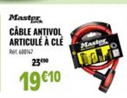 câble antivol articulé à clé master lock