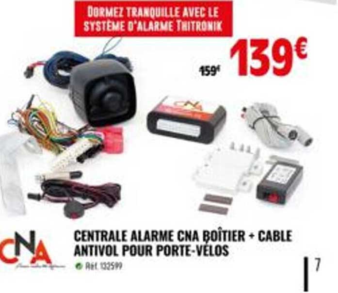 centrale alarme cna boîtier + cable antivol pour porte-vélos