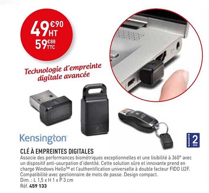 clé à empreintes digitales kensigton