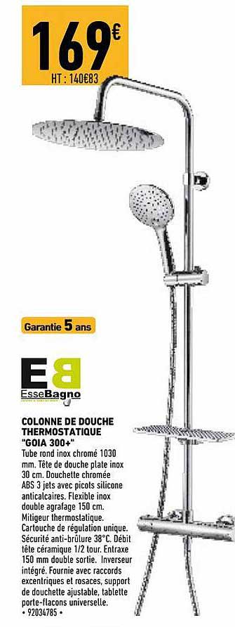 colonne de douche thermostatique "goia 300+" esseBagno