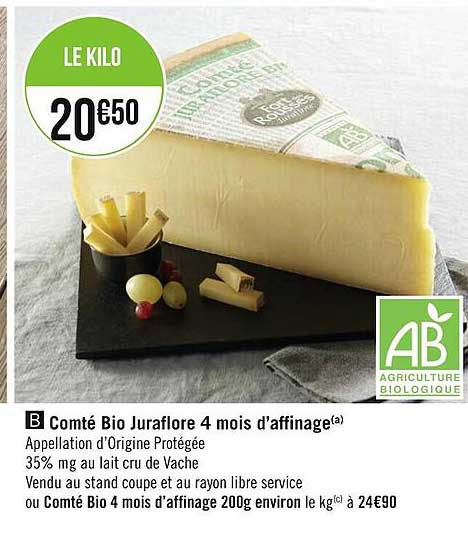 comté bio juraflore 4 mois d'affinage