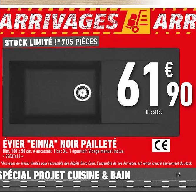 évier "einna" Noir Pailleté