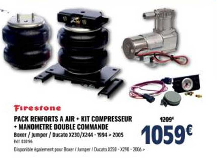 firestone pack renforts a air + kit compresseur + manometre double commande