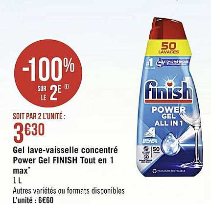 gel lave-vaisselle concentré power gel finish tout en 1 max