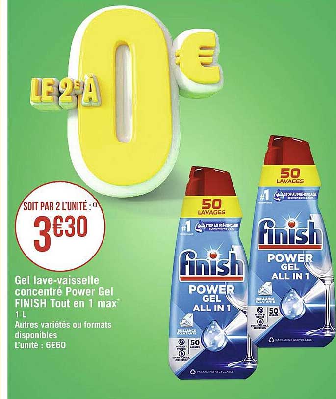 gel lave-vaisselle concentré power gel finish tout en 1 max