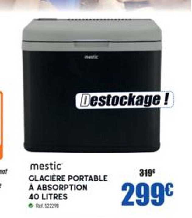 glacière portable à absorption 40 litres mestic