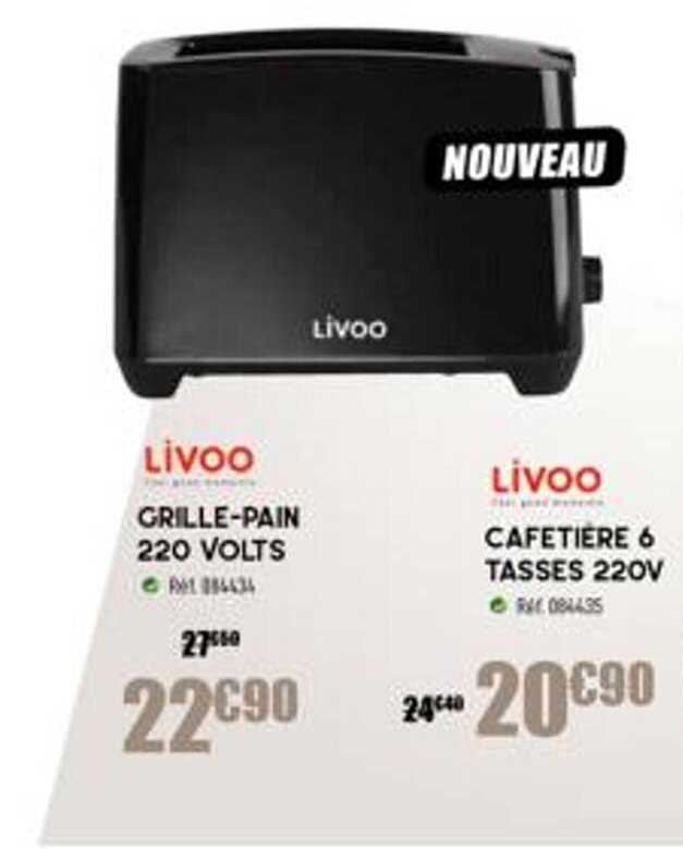 grille-pain 220 volts livoo, cafetière 6 tasses 220v livoo