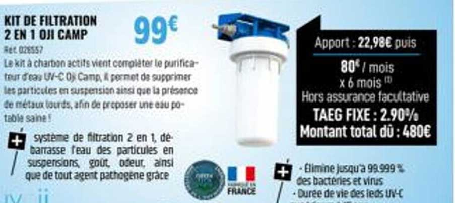 kit de filtration 2 en 1 oji camp