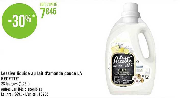 lessive liquide au lait d'amande douce la recette