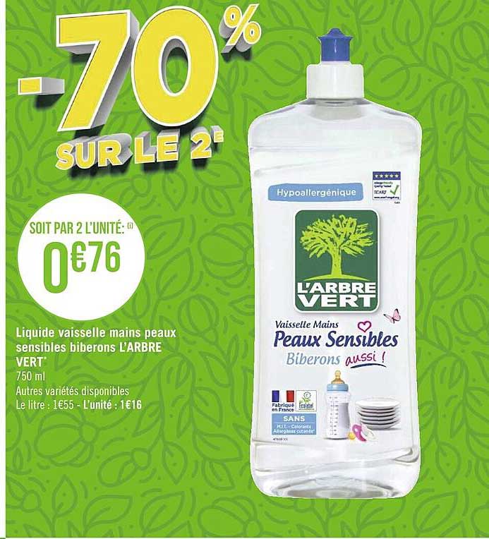liquide vaisselle mains peaux sensibles biberons l'arbre vert