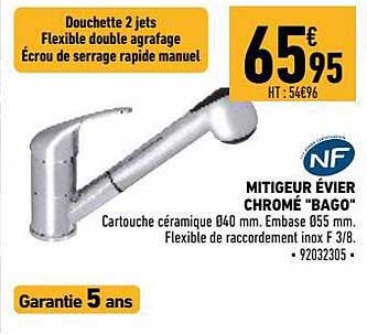 Mitigeur évier Chromé "bago" Nf