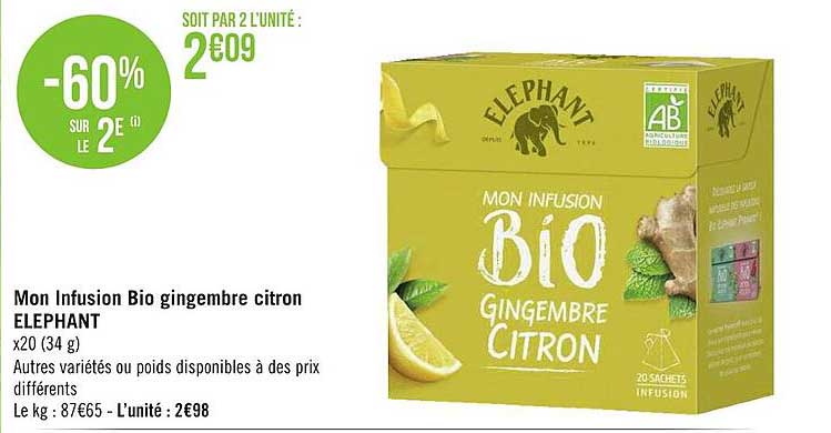 mon infusion bio gingembre citron éléphant