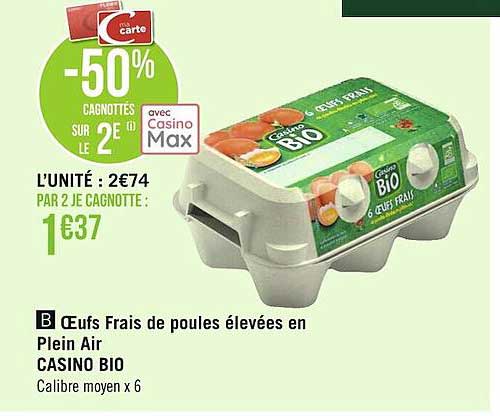 oeufs frais de poules élevées en plein air casino bio