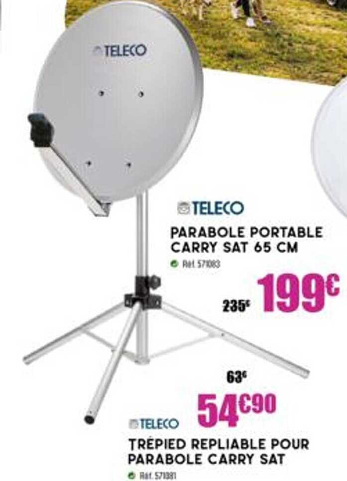 parabole portable carry sat 65 cm teleco, trépied repliable pour parabole carry sat teleco