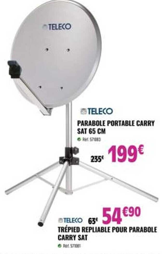 parabole portable carry sat 65 cm teleco, trépied repliable pour parabole carry sat teleco
