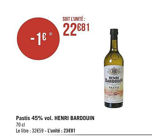 pastis 45% vol. henri bardouin