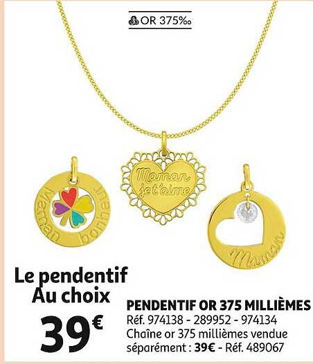 pendentif or 375 millièmes