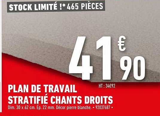 plan de travail stratifié chants droits