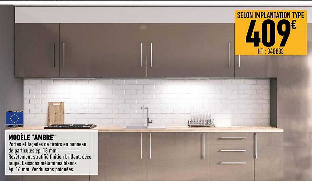 portes et façades de tiroirs en panneau de particules modèle "ambre"