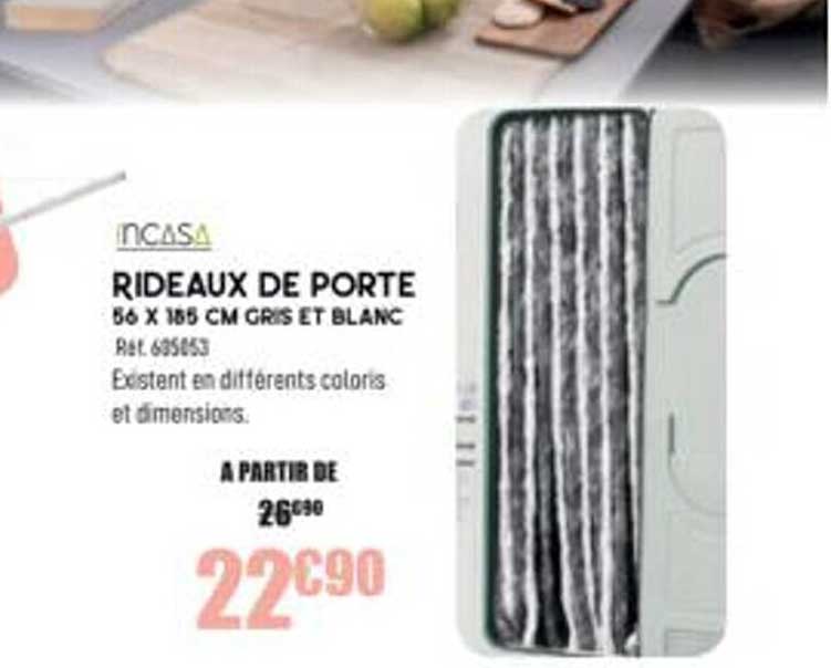 rideaux de porte 56x185cm gris et blanc incasa