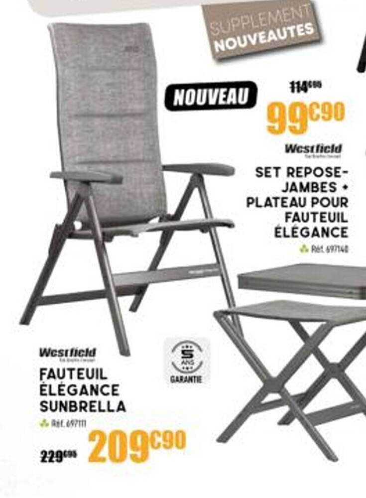 set repose-jambes plateau pour fauteuil élégance westfield, fauteuil élégance sunbrelle westfield