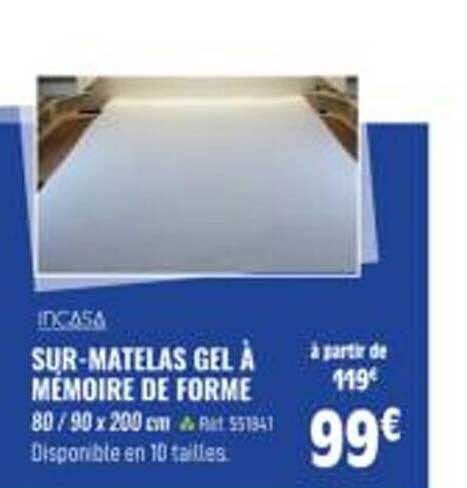 sur-matelas gel à mémoire de forme incasa