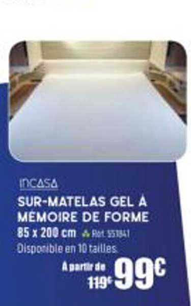 sur-matelas gel à mémoire de forme incasa