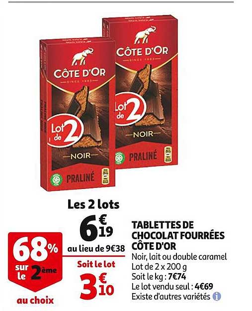 Tablettes De Chocolat Fourrées Côte D'or