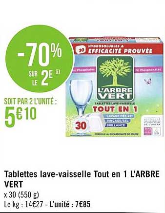 tablettes lave-vaisselle tout en 1 l'arbre vert
