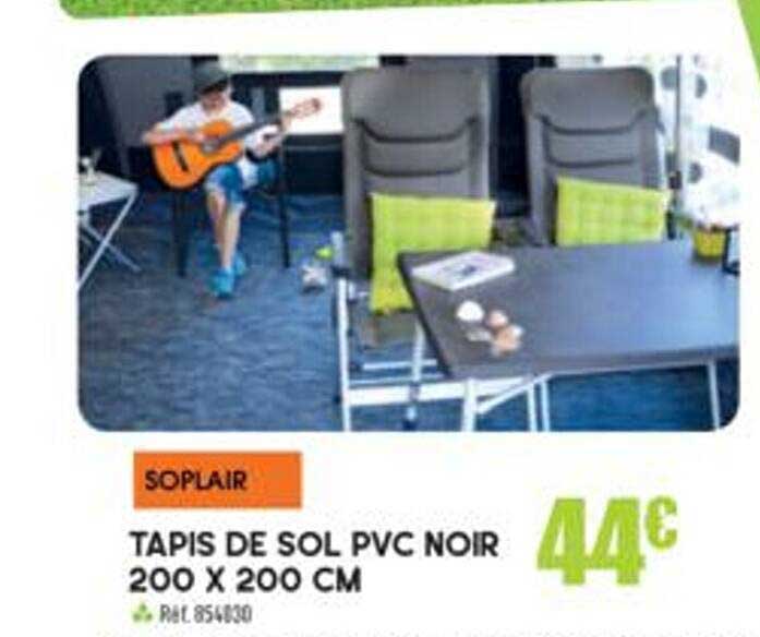 tapis de sol pvc noir 200x200cm soplair