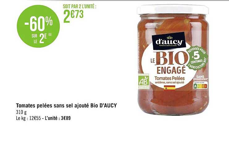 tomates pelées sans sel ajouté bio d'aucy